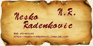 Neško Radenković vizit kartica